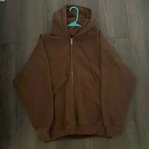 Brown Brandy Melville Zip-up Hoodie